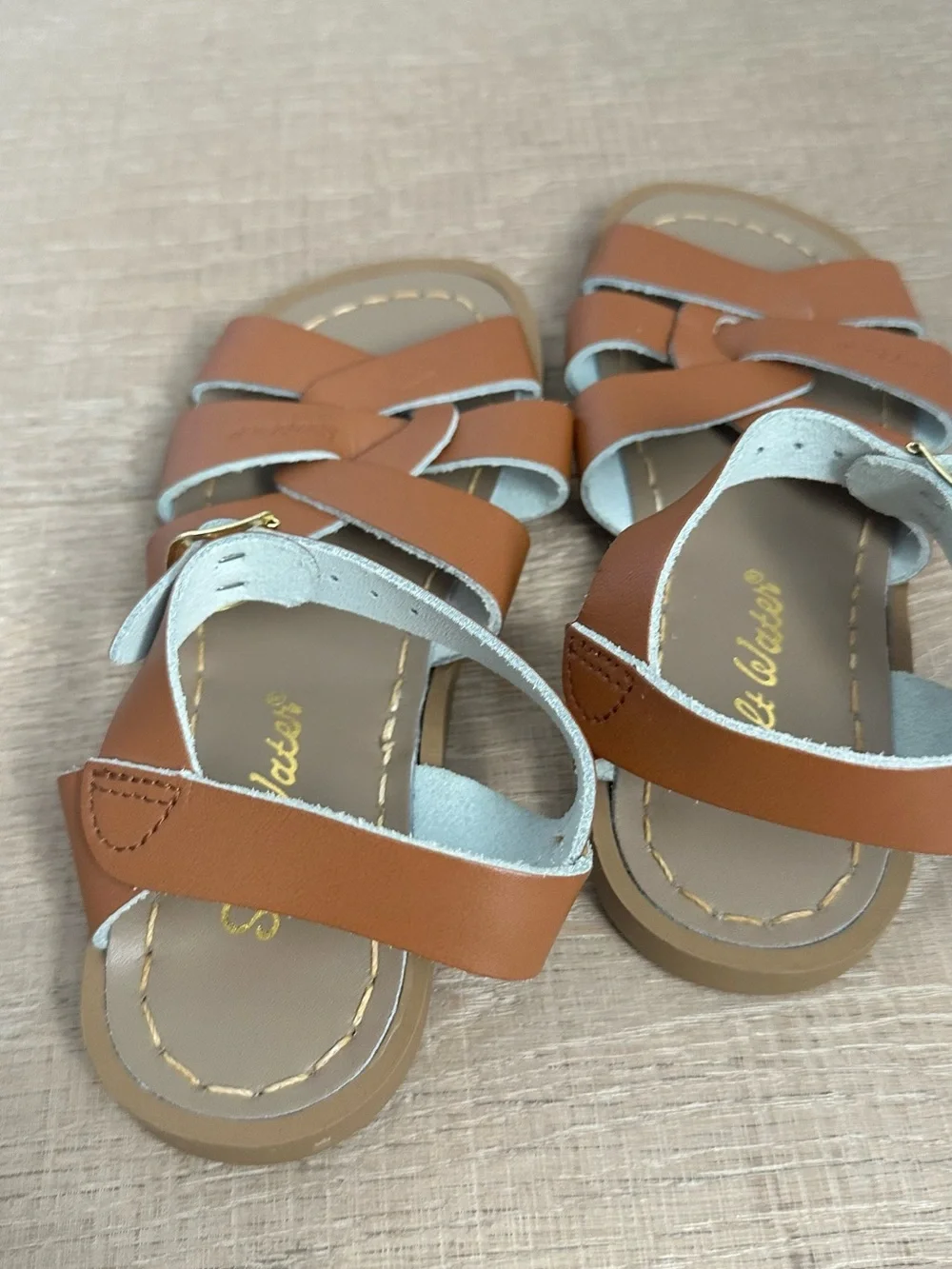 Salt Water Sandals Kids Tan Strappy Buckle Sandals